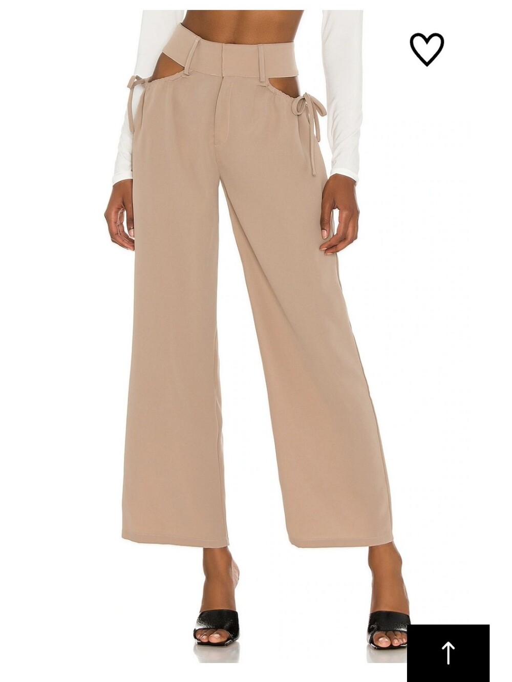 superdown Benny Cut-Out Beige Wide-Leg Pants